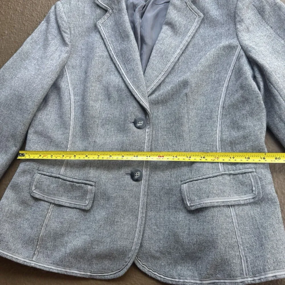 Anne Klein Women's Sz 16 Gray Cotton Wool Rayon Jacket Office Siren Business